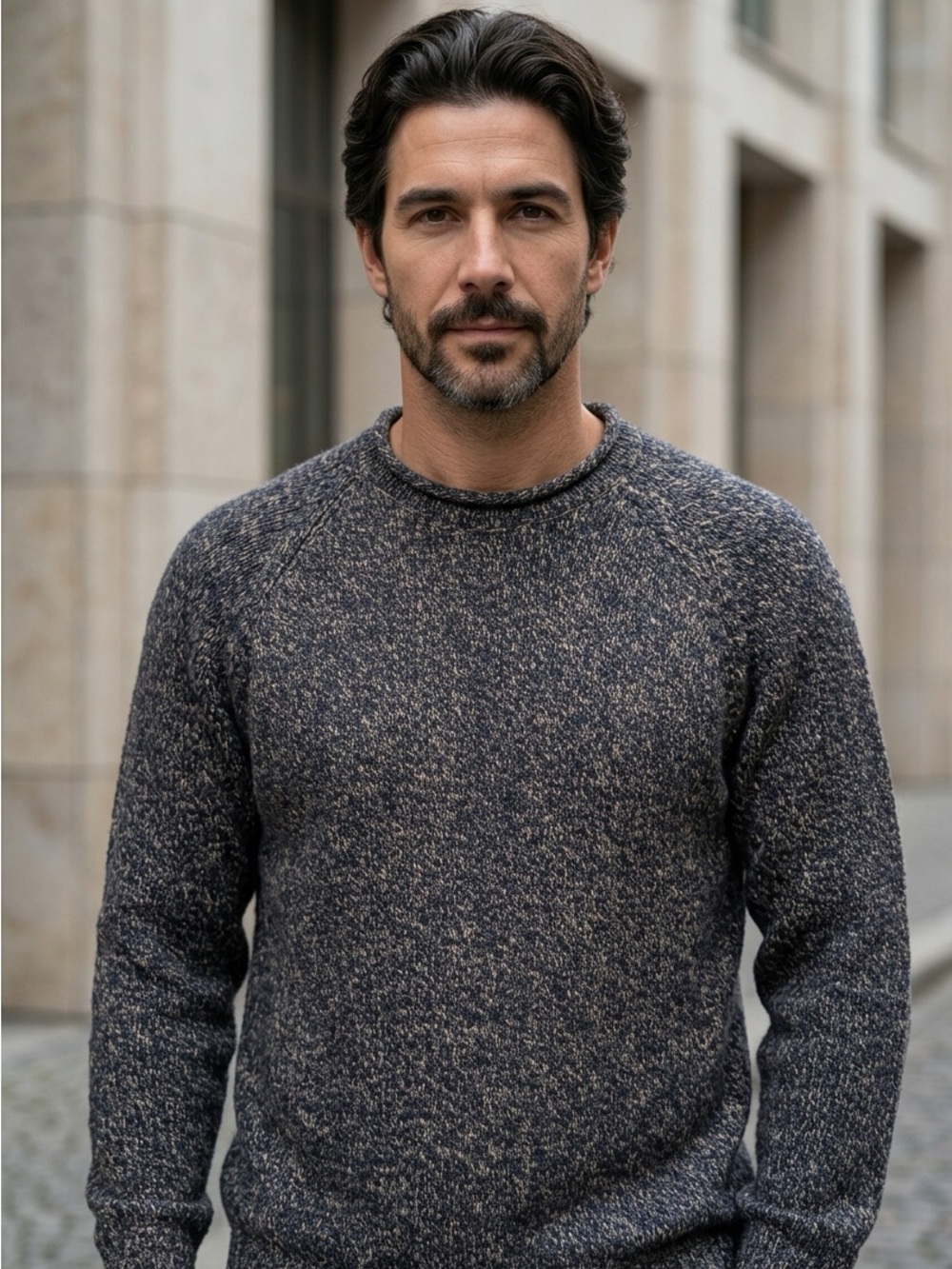 Bespoke Post Line of Trade Sweater Small Gray Brown Wool Crewneck Pullover